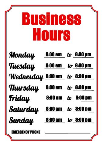 Download business hours sign, make store hours of 